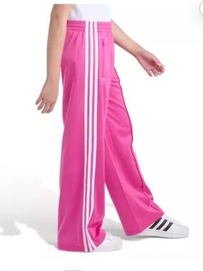 adidas Big Girls' Wide Leg Firebird Pants - Pink Fusion